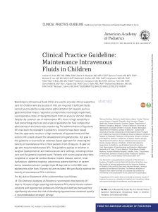 Clinical Practice Guideline Maintenance Intravenous Fluids in Children