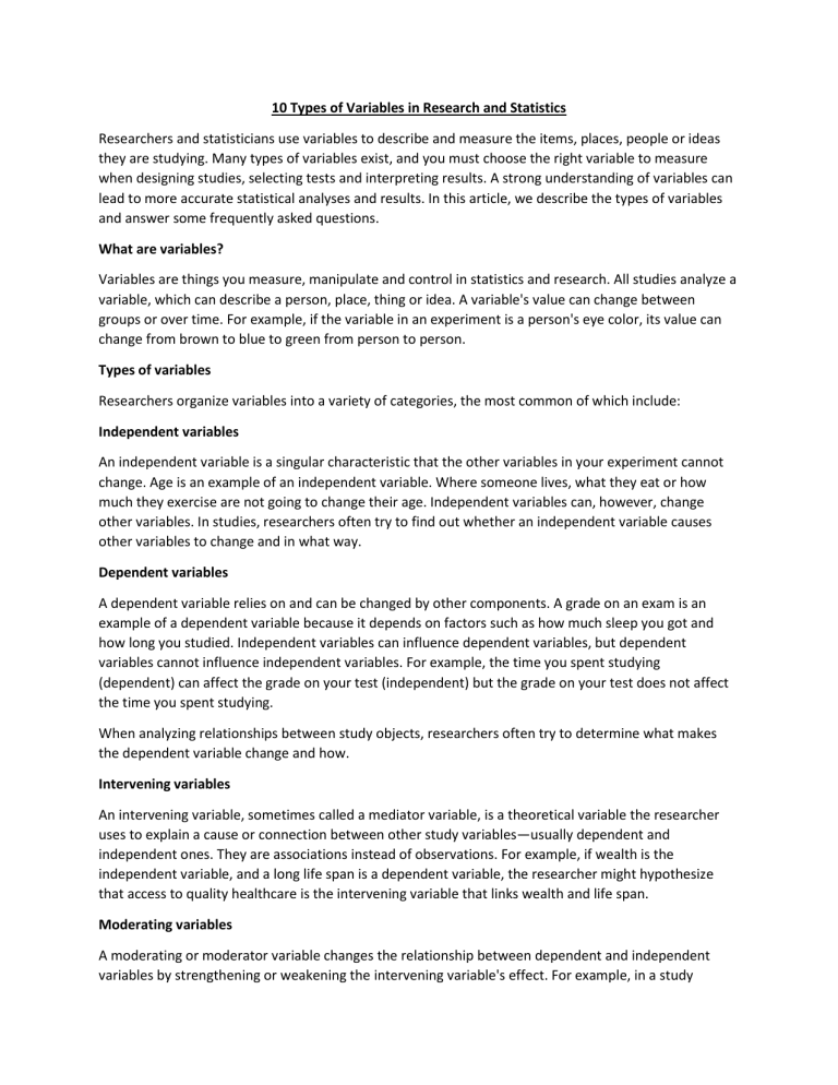 how to write variable discussion in research