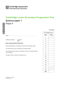 2018 Cambridge Lower Second Progression Test Science Stage 9 QP Paper 1 tcm143-430411