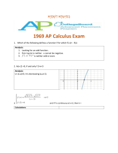 AP Cal AB 1969 Exam with graphs and analysis