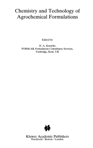 Chemistry and technology of agrochemical formulations Knowles