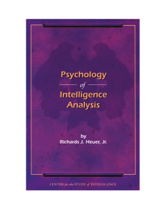 Psychology Of Intelligence Analysis - Richards J. Heuer, Jr.