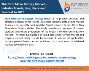 Thin Film Micro Battery Market Analysis-2022 regarding key factors including the major Drivers, Challenges, Opportunities 2029
