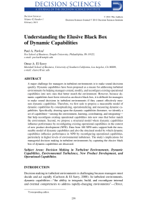 Decision Sciences - 2011 - Pavlou - Understanding the Elusive Black Box of Dynamic Capabilities