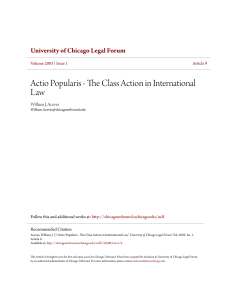Actio Popularis - The Class Action in International Law