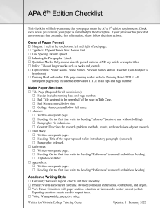 APA 6th Edition Checklist