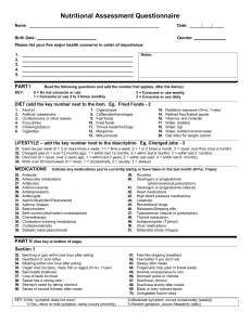 nutritional assessment questionnaire