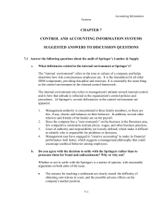 Accounting Information Systems Control: Answer Key