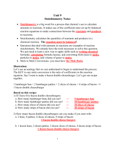 Stoichiometry Worksheet: Mole & Mass Conversions