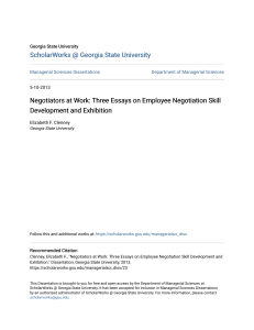 Negotiators at Work   Three Essays on Employee Negotiation Skill