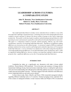 LEADERSHIP ACROSS CULTURES -- A  COMPARATIVE STUDY