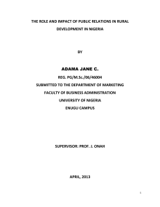 Public Relations & Rural Development in Nigeria: A Thesis