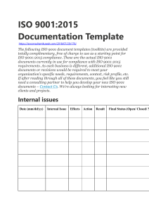 ISO 9001 2015 Documentation Template