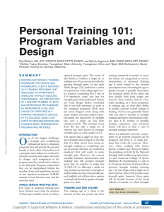 Personal Training 101- Program Variables+Design