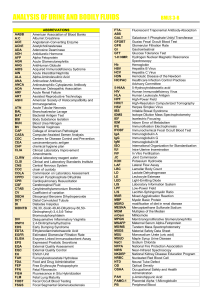 Urine & Body Fluid Analysis: Abbreviations List