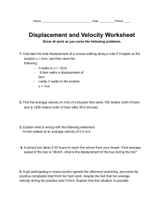 Displacement and Velocity - Worksheet