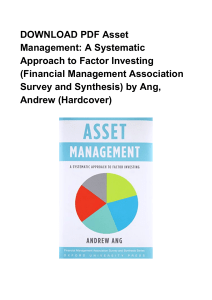 [EBOOK]*Asset Management A Systematic Approach To Factor Investing Financial Management Association Survey PDF^