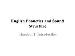 English Phonetics and Sound Structure handout 1