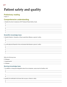 Ch 27 Patient Safety and Quality Study Guide