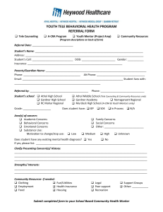 Youth Tele Behavioral Health Program Referral Form