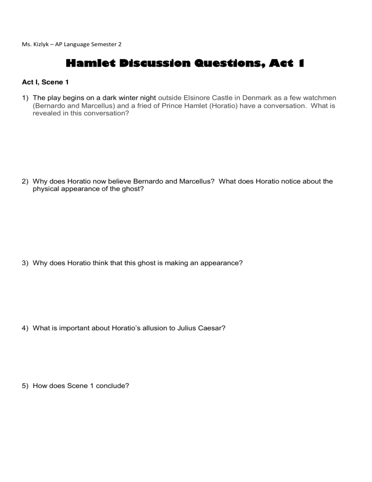 hamlet discussion questions and answers