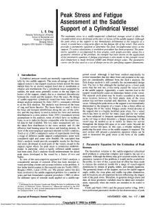 Peak Stress and Fatigue Assessment at the Saddle Support of a Cylindrical Vessel