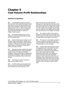 Chapter 5 : Cost- Volume- profit Relationship- Managerial Accounting By Garrison