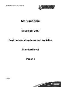 Environmental systems and societies paper 1  SL markscheme