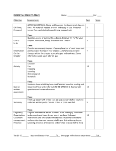 RUBRIC for READ to TEACH (flipped classroom)