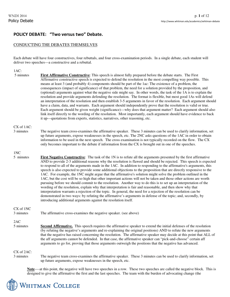 Policy Debate Explained Outline and Glossary