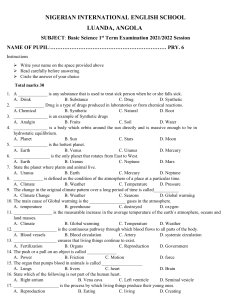 Basic Science Exam: Primary 6 - Drugs, Planets, Weather