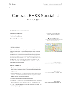 Contract EH&S Specialist at Embraer