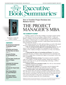 THE PROJECT MANAGER S MBA