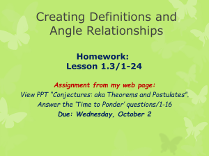 Lesson 1-3 defintions and angle relationshils