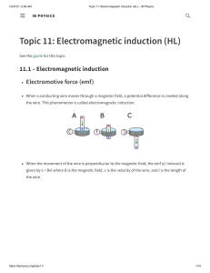 Topic 11  Electromagnetic induction (HL) – IB Physics