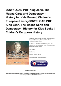 *^Download Book King John The Magna Carta And Democracy History For Kids Books Chidren s European#