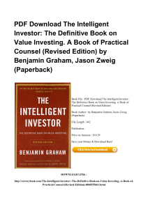*^Download Book The Intelligent Investor The Definitive Book On Value Investing. A Book Of Practical#