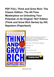*^Download Book Think And Grow Rich The Classic Edition The All Time Masterpiece On Unlocking Your P#