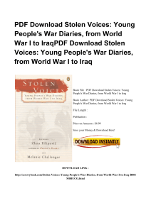 *^Full Book Stolen Voices Young People s War Diaries From World War I To Iraq EPUB AF8456316071#