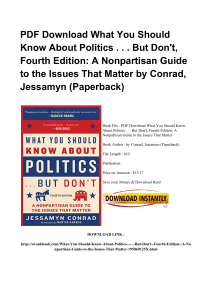*^Full Book What You Should Know About Politics . But Don t Fourth Edition A Nonpartisan Guide T#