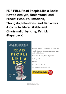 *^PDF Read People Like A Book How To Analyze Understand And Predict People s Emotions Thoughts#