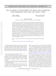 How You Behave in School Predicts Life Success Above and Beyond Family Background, Broad Traits, and Cognitive Ability