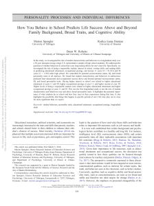 School Behavior & Life Success: A Longitudinal Study