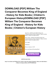*^PDF William The Conqueror Becomes King Of England History For Kids Books Chidren s European Hist#