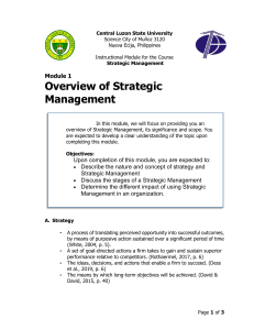 Module 1 Overview of Strategic Management