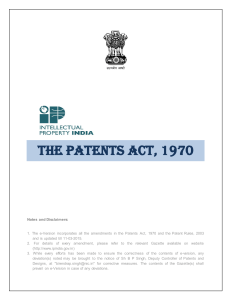 Indian patents act 1970