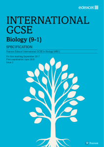 International GCSE Biology 9-1 SPECIFICATION