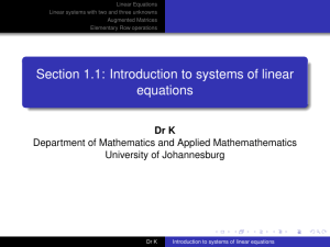 1.1 Introduction to systems of linear equations