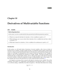 Derivatives of Multivarialbe Functions