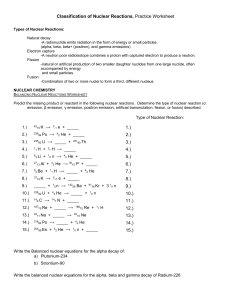 2020 Worksheet 1 - Classification of Nuclear Reactions copy